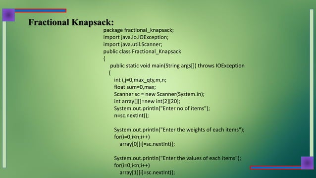 Lcs & fractional knapsack | PPT