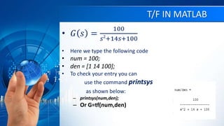 Control System toolbox in Matlab | PPTX