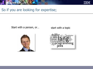 Start with a person, or… So if you are looking for expertise; start with a topic 