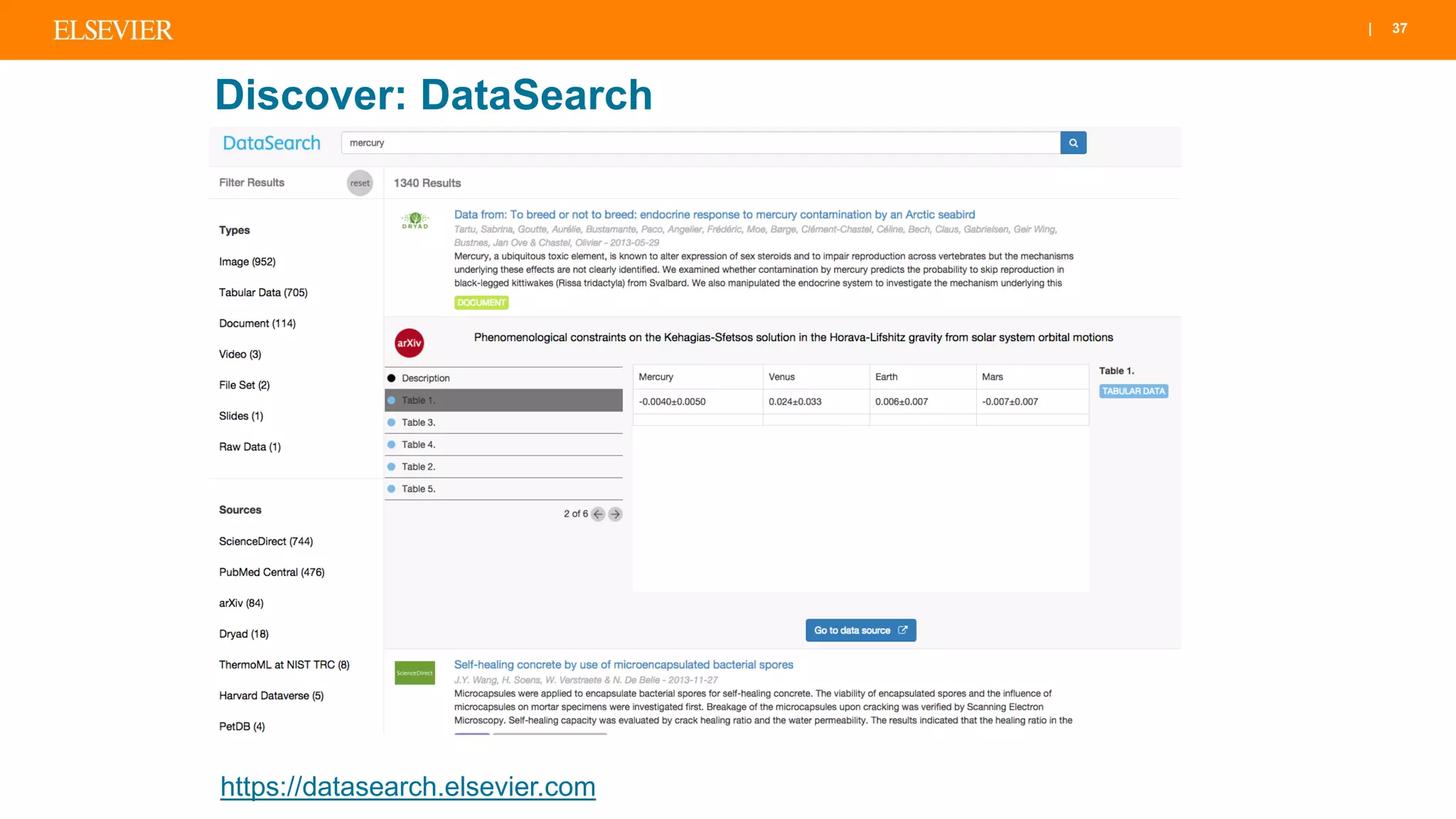 | 37
Discover: DataSearch
https://datasearch.elsevier.com
 