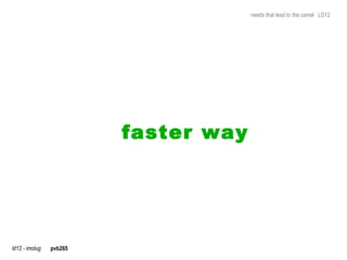 needs that lead to the camel LD12




                         faster way




ld12 - imolug   pvb265
 