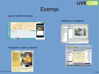 25/10/15 23.52 18/24
Esempi
App per mobile e desktop
Software per insegnare
Insegnare il canto ai canarini
 