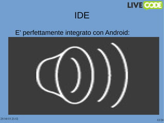 25/10/15 23.52 12/24
IDE
E' perfettamente integrato con Android:
 