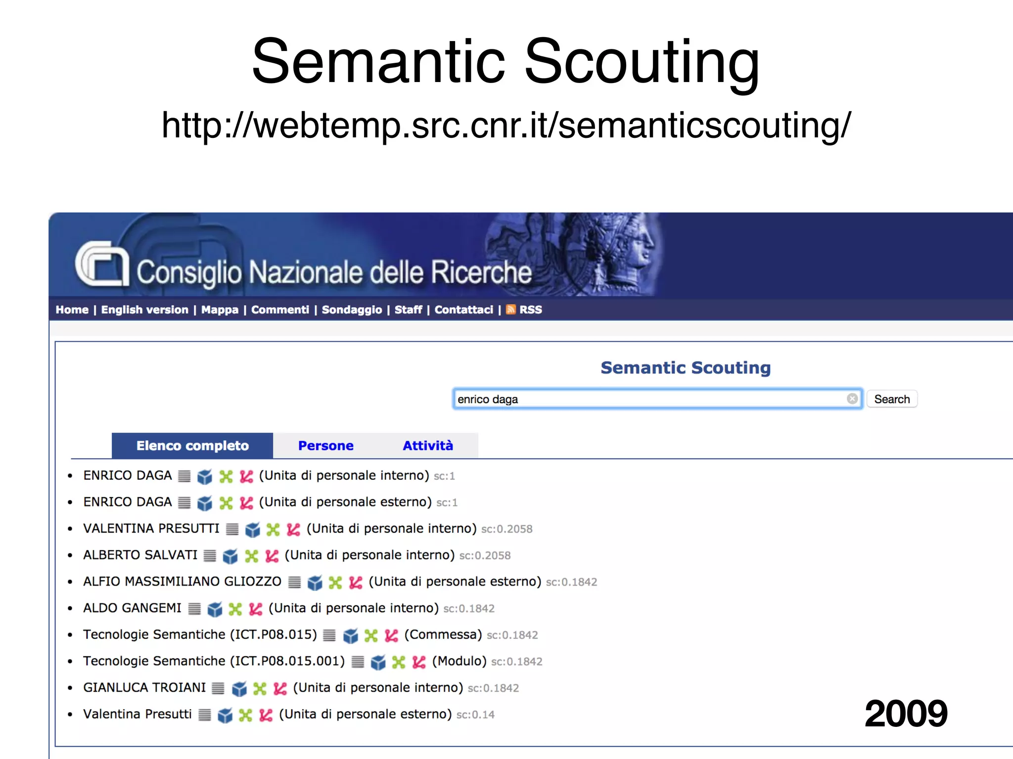 Semantic Scouting
http://webtemp.src.cnr.it/semanticscouting/
2009
 
