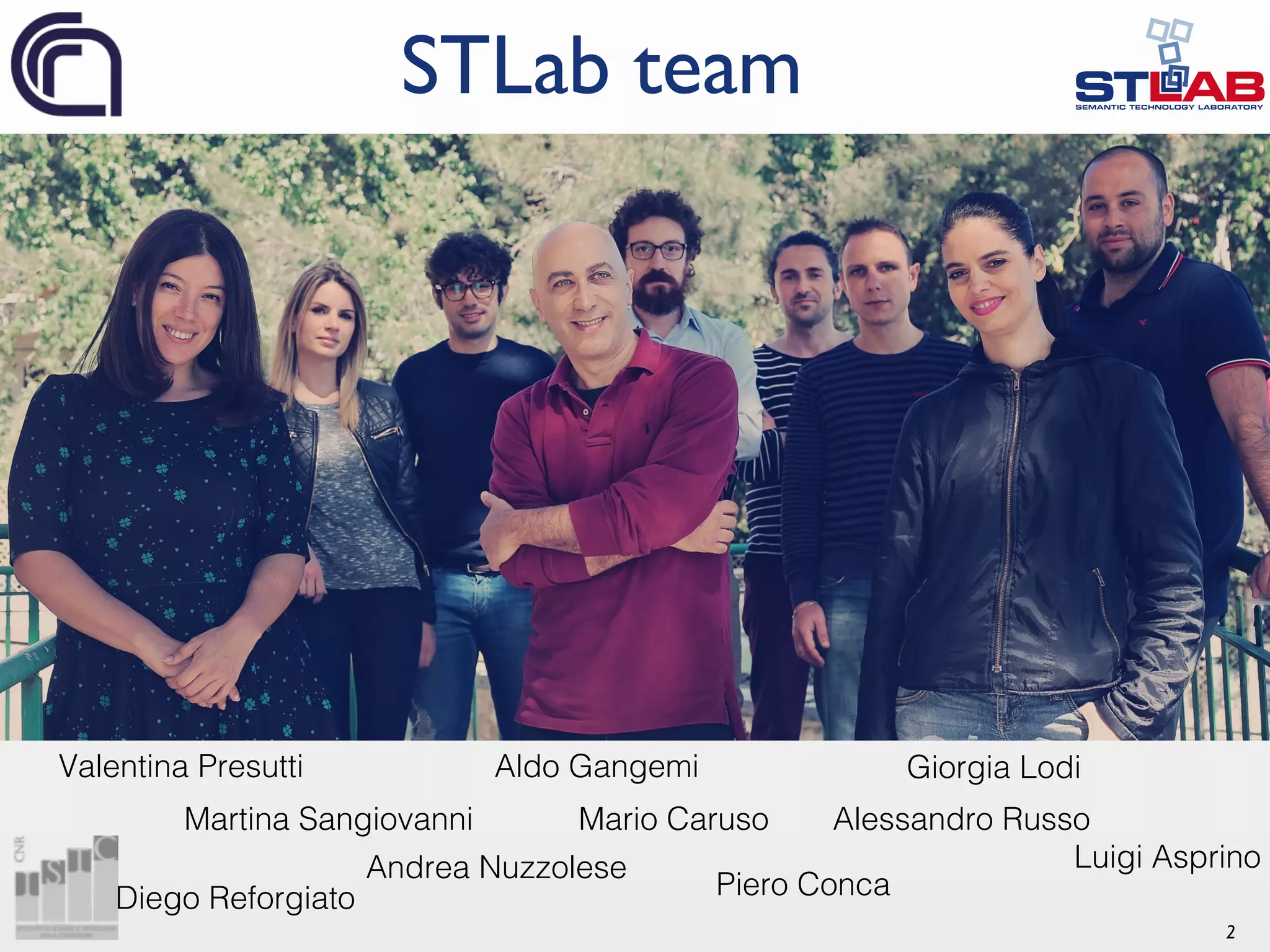 STLab team Valentina Presutti Aldo Gangemi Andrea Nuzzolese Diego Reforgiato Martina Sangiovanni Mario Caruso Giorgia Lodi Alessandro Russo Luigi Asprino Piero Conca 2 