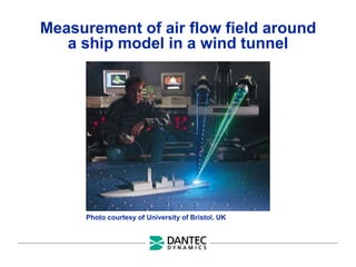 Measurement of air flow field around
a ship model in a wind tunnel
Photo courtesy of University of Bristol, UK
 