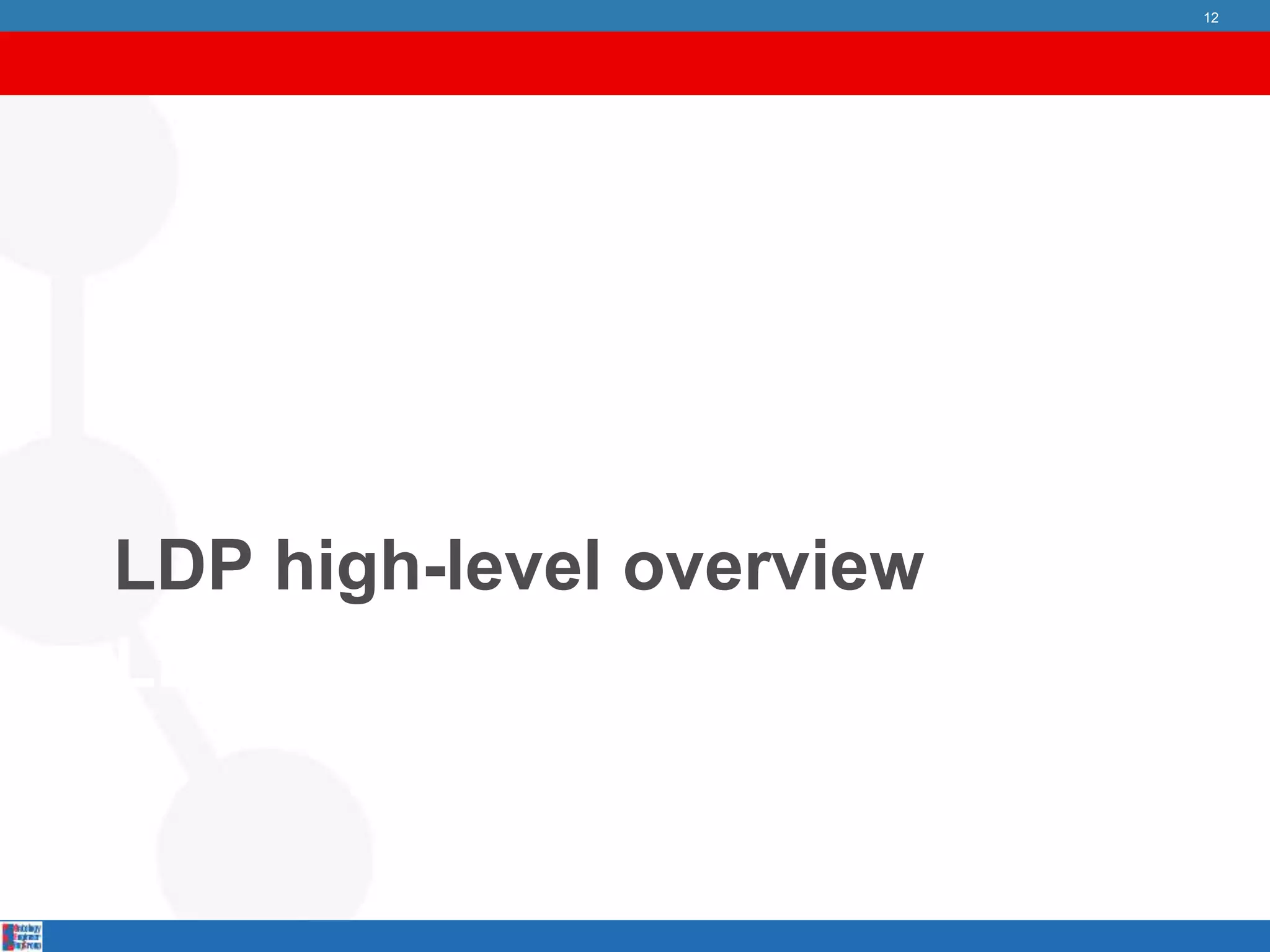 LDP IN USE
LDP high-level overview
12
 