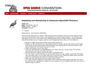 Deploying and Maintaining an Enterprise OpenLDAP Directory