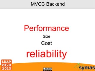 MVCC Backend

Performance
Size

Cost

reliability

 