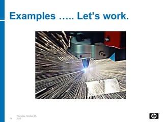 Examples ….. Let’s work.




     Thursday, October 25,
15   2012
 