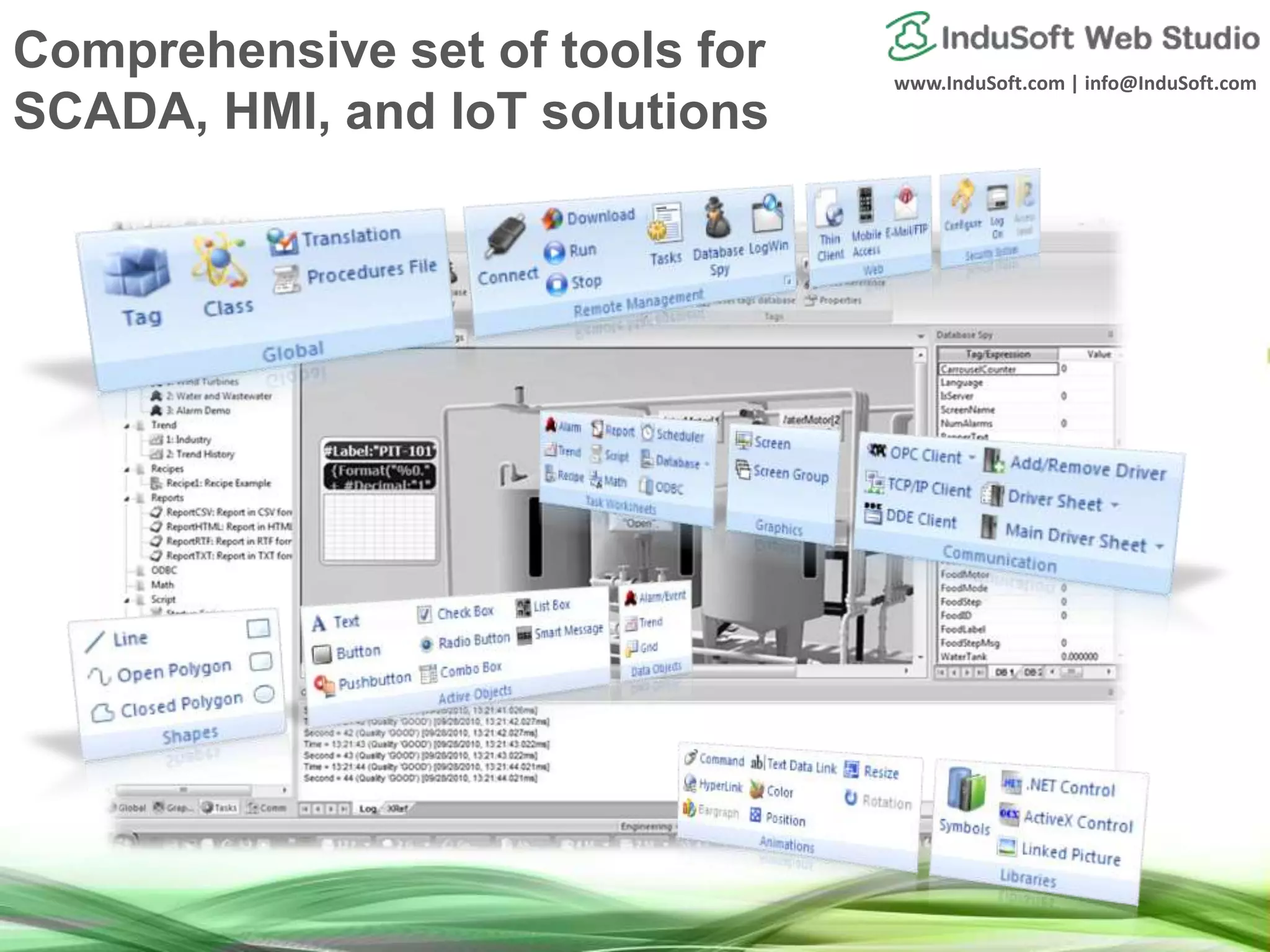 www.InduSoft.com | info@InduSoft.com Comprehensive set of tools for SCADA, HMI, and IoT solutions 