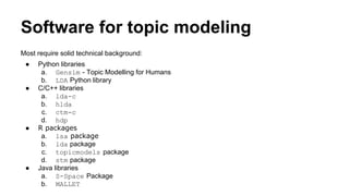 Topic Modeling for Learning Analytics Researchers LAK15 Tutorial | PDF