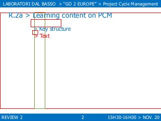 LABORATORI DAL BASSO > “GO 2 EUROPE” > Project Cycle Management

R.2a > Learning content on PCM
> Key structure
> Text

RE...