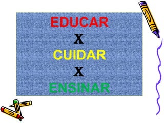 EDUCAR
X
CUIDAR
X
ENSINAR
 