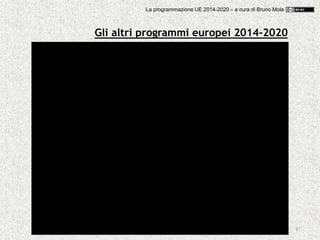 47
Gli altri programmi europei 2014-2020
La programmazione UE 2014-2020 – a cura di Bruno Mola
 