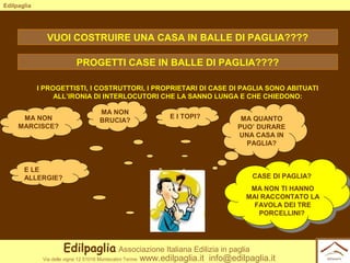 Edilpaglia

VUOI COSTRUIRE UNA CASA IN BALLE DI PAGLIA????
PROGETTI CASE IN BALLE DI PAGLIA????
I PROGETTISTI, I COSTRUTTO...