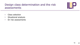 Design class determination and the risk
assessments
• Class selection
• Situational analysis
• Or risk assessments
#12
 