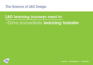 The Science of L&D Design
Learning | Development | Consulting
L&D learning journeys need to:
Drive immediate learning transfer•
 