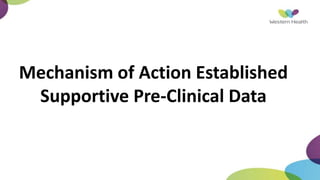 Mechanism of Action Established
Supportive Pre-Clinical Data
 