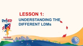 LESSON 1:
UNDERSTANDING THE
DIFFERENT LDMs
 