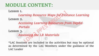 Learning Resource Maps For Distance Learning Deped Learning Delivery Modalities Course 2