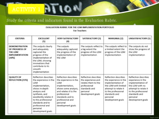 ACTIVITY 1
Study the criteria and indicators found in the Evaluation Rubric.
 