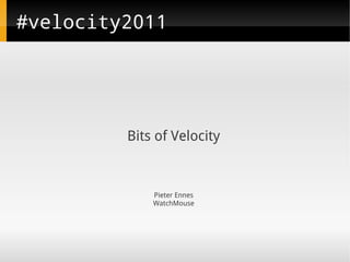 #velocity2011




         Bits of Velocity



             Pieter Ennes
             WatchMouse
 