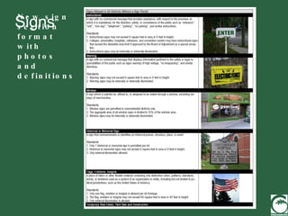 New sign section format with photos and definitions Signs 