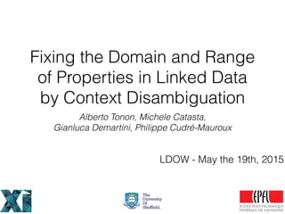 Fixing the Domain and Range
of Properties in Linked Data
by Context Disambiguation
Alberto Tonon, Michele Catasta,
Gianluc...