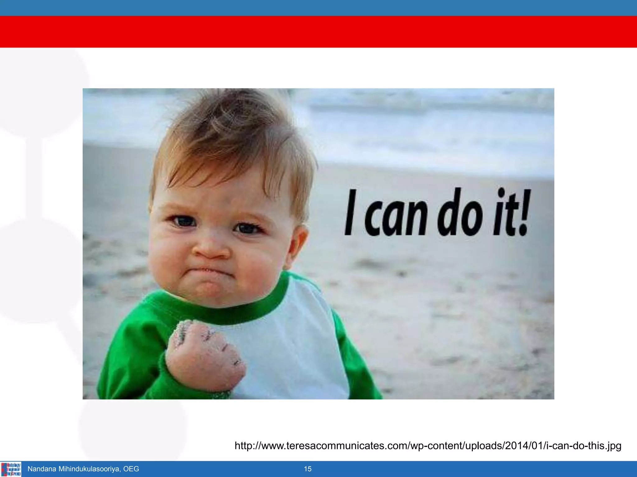 15Nandana Mihindukulasooriya, OEG
http://www.teresacommunicates.com/wp-content/uploads/2014/01/i-can-do-this.jpg
 