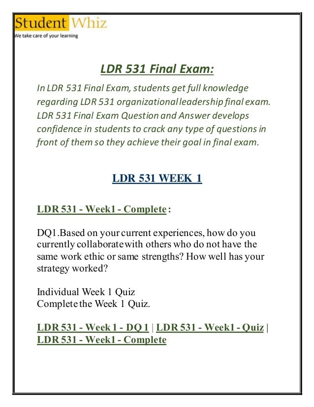 ldr 531 final exam answers free