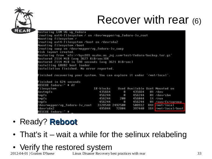 Linux Disaster Recovery Best Practices With Rear