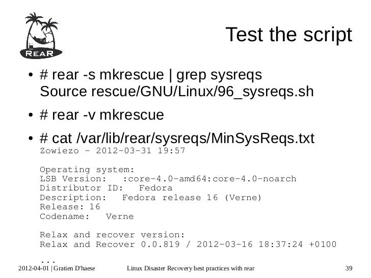 Linux Disaster Recovery Best Practices With Rear
