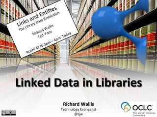Linked	
  Data	
  in	
  Libraries	
  
Richard	
  Wallis	
  
Technology	
  Evangelist	
  
@rjw	
  
 