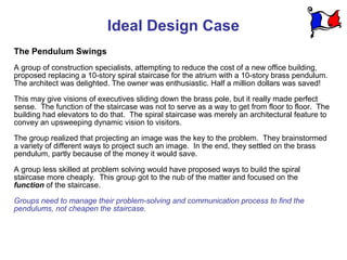 Ideal Design Case
The Pendulum Swings
A group of construction specialists, attempting to reduce the cost of a new office b...