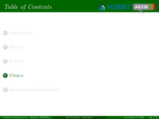 Table of Contents
1 Introduction
2 Raven
3 Eagle
4 Coala
5 Summary and Conclusion
Ngonga Ngomo et al. (InfAI & FORTH) LD Tutorial: Accuracy October 17, 2016 36 / 54
 