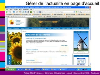 Gérer de l’actualité en page d’accueil 