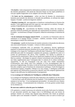 L'ÉDUCATION AVEC INTELLIGENCE ARTIFICIELLE ET LES DÉFICIENCES DE SON ...