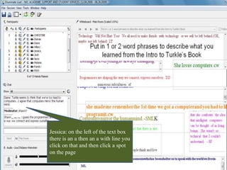 Jessica: on the left of the text box
there is an a then an a with line you
click on that and then click a spot
on the page
 