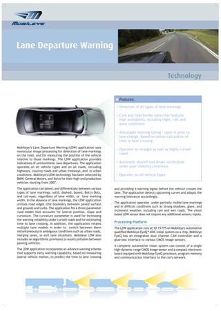 Lane Departure Warning Technology - Brochure