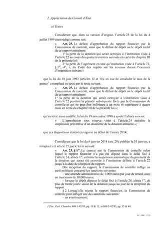 XV - 2988 - 17/23
2. Appréciation du Conseil d’État
a) Textes
Considérant que, dans sa version d’origine, l’article 25 de ...