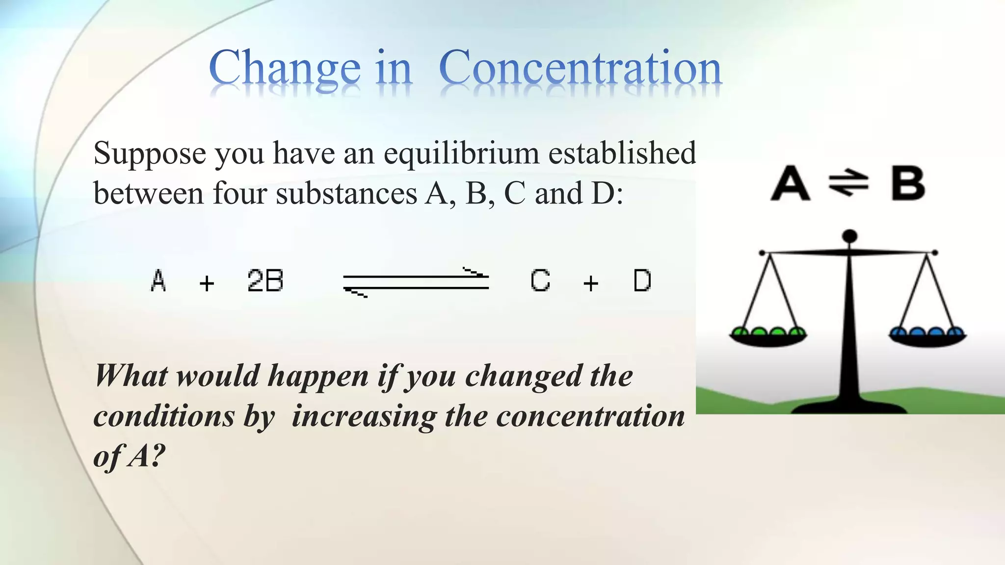 Le chatelier principles in dynamic equilibrium reactions