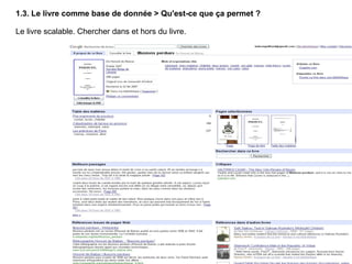 1.3. Le livre comme base de donnée > Qu'est-ce que ça permet ? Le livre scalable. Chercher dans et hors du livre. 