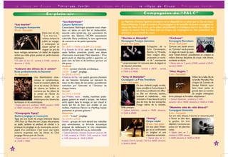 Le village du Cirque - Promenade Newton - Le village du Cirque - Le village du Cirque - Promenade Newton

                                                                     En plein air                                                                                                              C o m p a g n i e s d u “ PA L C ”

                                                                                         “Les Baltringos”                                                          La Pépinière d'artistes ligériens circassiens est un dispositif mis en place par la Cité du cirque
                            “Les marins”                                                 Cabaret Éphémère                                                          Marcel-Marceau. Il s'agit de soutenir, d'accompagner et de conseiller de jeunes compagnies de
                            Compagnie Autoportée                                         L'association Baltringos propose sous chapi-                              cirque des Pays de la Loire, sur les plans administratifs et artistiques, tout en leur offrant un
                            50 min - Tout public                                         teau : un salon, un coin bar et restauration,                             espace de travail. Pour Le Mans fait son Cirque, six compagnies du Palc présentent un
                                                         Entre mer et ciel,              assurée cette année par une association du                                spectacle ou un travail en cours.
                                                         " Les marins "                  quartier des Sablons, l'ACMA (association
 © Pierre-Yves Boucharlat




                                                         volants invitent le             culturelle Mans antillaise), le tout agrémenté                            “Bertha et Miranda”                                             “Cartoon”
                                                         public au voyage,               de concerts et de petits spectacles.                                      Compagnie Presque siamoises                                     Compagnie Barnabarn




                                                                                                                                                                                                                                                                                                 © Sigurdur Mikason
                                                         à embarquer, se                 Jeudi                                                                     14 min - Tout public                                            20 min - Tout public
                                                         laisser porter et               De 18h15 à 19h00 et de 00h15 à 01h00 :                                                             Echappées de la                        Comme une bande annon-
                                                         voguer au gré de                À la Gueule du ch'val : avec ses 18 musiciens,                                                     foire Carcampoin,                      ce, "Cartoon" est la premiè-
                            leurs voltiges aériennes. Un ballet de trapèze               cette fanfare prendrait plutôt une allure                                                          Bertha et Miranda,                     re étape de travail du spec-
                            volant qui mêle grâce, poésie et performances                d'harmonie municipale. Mais attention ! D'un                                                       liées malgré elles,                    tacle "Destin Animé", actuellement en création et
                                                                                                                                                                                            proposent un numé-                     mêlant diverses disciplines de cirque : mât chinois,




                                                                                                                                                     © D.R.
                            physiques.                                                   genre punk et déjantée, prête à apporter un
                            > En plein air vers C2 ; vendredi, à 21h00 ; samedi et       petit vent de folie et de bonheur partout où                                                       ro de " siamoiseries                   acrobatie et danse.
                            dimanche, à 17h30.                                           elle passe…                                                               " contorsionnées. Un moment plein de dégoût et                  > Espace plein air 3 ; jeudi, à 23h00 ; vendredi, à 22h45 ;
                                                                                         Vendredi                                                                  de douceur pimentée.                                            samedi, à 22h45.
                            “Cabaret des élèves de 2e année”                             19h30 : numéro d'échelle acrobatique.                                     > Cabaret Éphémère ; vendredi, à 20h30 ; samedi,
                            École professionnelle du Samovar                             22h30 : " L'œuf ", jonglage.                                              à 17h00 et à 20h00.                                             “Max Mugica ”
                            1h - Tout public                                             De 00h30 à 01h45 :                                                                                                                        5 min - Tout public
                                                 Une déambulation clow-                  Chéenne de Vie : ces quatre garçons chantent                              “Greg et Natacha”                                                                         Enfant de la balle, fils de
                                                 nesque et symphonique,                  de ces histoires lointaines qui viennent du                               Compagnie La P'tite Tremblote                                                             la famille Morallès, Max
                                                 haute en couleurs,pleine de             cœur et des tripes, de ces peines quotidiennes                            7 min - Tout public                                                                       s'inspire de l'univers de
                                                 vie et de couacs. Un lâcher             rythmées par l'étincelle et l´émotion de                                                    Un duo théâtral, jonglé, acroba-                                        Stanley Kubrick pour
                                                 de clowns, en fanfare et                chaque instant.                                                                             tique, sensible et humoristique. Il                                     faire rêver petits et




                                                                                                                                                                                                                              © D.R.
                                                 numéros, par les élèves de              Samedi                                                                                      est sérieux, professionnel, effica-                                     grands dans un numéro
 ©Millan Szypura




                                                 2e année de l'École du                  De 23h15 à 01h30 :                                                                          ce. Elle est dévouée, assidue,                                          de sangles mélangeant
                                                 Samovar, école et un                    Les Frelons verts : vinyles, machines analo-                                                stressée et maladroite… mais                  force physique et brutalité voluptueuse !
                                                 théâtre pour les clowns, les            giques, guitare et ampli à lampes... les frelons                                            volontaire.À eux deux,ils sont le             > Cabaret Éphémère ; vendredi, à 21h30 ;
                            burlesques et les excentriques.                              verts tapent dans le vintage, un son chaud et                                               duo de choc de leur entreprise,               samedi, à 16h et 18h00 ; dimanche, à 16h00 et 21h00.




                                                                                                                                                     © D.R.
                            > Espace plein air 6 ; vendredi, à 18h00 ; samedi, à 15h00   lourd, qui fait du bien aux oreilles et aux                                                 l'image même de la réussite.
                            et 18h00 ; dimanche, à 15h00 et 18h00.                       mollets...rhythmes Electro et HipHop, basses                              Enfin, presque…                                                 “Numéro solo de vélo désaxé”
                                                                                         puissantes et grosses guitares !                                          > Cabaret éphémère ; samedi, à 19h00 ; dimanche,                Compagnie désinvolte
                            “Compagnie Tapaj”                                            Dimanche                                                                  à 17h00 et 20h00.                                               6 min - Tout public
                            Ateliers jonglage et monocycle                               22h30 : " L'œuf ", jonglage.                                                                                                              Sur son vélo, désaxé, il tourne et retourne, pied
                            Tapaj est une école de cirque itinérante depuis              De 22h30 à 23h20 :                                                                                       “Swing”                          à l'étrier et tête dans
                            1993. Pour Le Mans fait son Cirque, elle propose             Novels : groupe de rock abrasif aux mélodies                                                             Cirque exalté                    le guidon. Un brin
                            au public (enfants et adultes) de s'initier à la             pop envoûtantes, sa formule acoustique                                                                   40 min - Tout public             déjanté, il consume ses
                            pratique du jonglage et du monocycle, accom-                 propose de redécouvrir le trio récemment                                                                 Un duo plein d'éner-             pneus sur les planches
                                                                                                                                                                                                  gie où se confrontent            usées.
                                                                                                                                                    © Marie Roux




                            pagné d'un animateur. C'est aussi une scène                  enrichi de l'arrivée de Lou au violoncelle.
                            ouverte organisée avec les élèves du Club                    > Cabaret Éphémère. Horaires d’ouverture : jeudi, de 18h                                                 un jongleur et une               > Espace plein air 2 ;
                            Jonglage-Monocycle de l'école.                               à 1h30 ; vendredi, de 17h30 à 1h30 ; samedi, de 14h30                                                    trapéziste surexcitée.           vendredi, à 22h00 ; samedi,                          © D.R.

                            > Espace plein air 1, samedi et dimanche,                    à 1h30 ; dimanche, de 14h30 à 00h30.                                                                      > Espace plein air 2 ;          à 16h00 ; dimanche, à 16h30 et 20h30.
                            de 15h00 à 19h00.                                                                                                                      vendredi, à 22h10 ; samedi, à 16h10 et 20h00 ; dimanche,
                                                                                                                                                                   à 16h40 et 20h40.                                                                                                                                  15

                                                                                         © D.R.
14
 