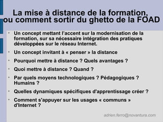 2007 10 25 Le rapid elearning : un atout pour la  FOAD