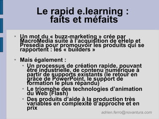 2007 10 25 Le rapid elearning : un atout pour la  FOAD