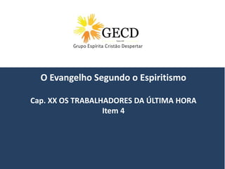 Cap. XX OS TRABALHADORES DA ÚLTIMA HORA 
INSTRUÇÕES DOS ESPÍRITOS 
4. Missão dos espíritas 
(…) A fé é a virtude que desloca montanhas, disse Jesus. Todavia, mais 
pesados do que as maiores montanhas, jazem depositados nos corações 
dos homens a impureza e todos os vícios que derivam da impureza. 
Parti, então, cheios de coragem, para removerdes essa montanha de 
iniqüidades que as futuras gerações só deverão conhecer como lenda, do 
mesmo modo que vós, que só muito imperfeitamente conheceis os 
tempos que antecederam a civilização pagã. 
Sim, em todos os pontos do Globo vão produzir-se as subversões morais e 
filosóficas; aproxima-se a hora em que a luz divina se espargirá sobre os 
dois mundos. 
 