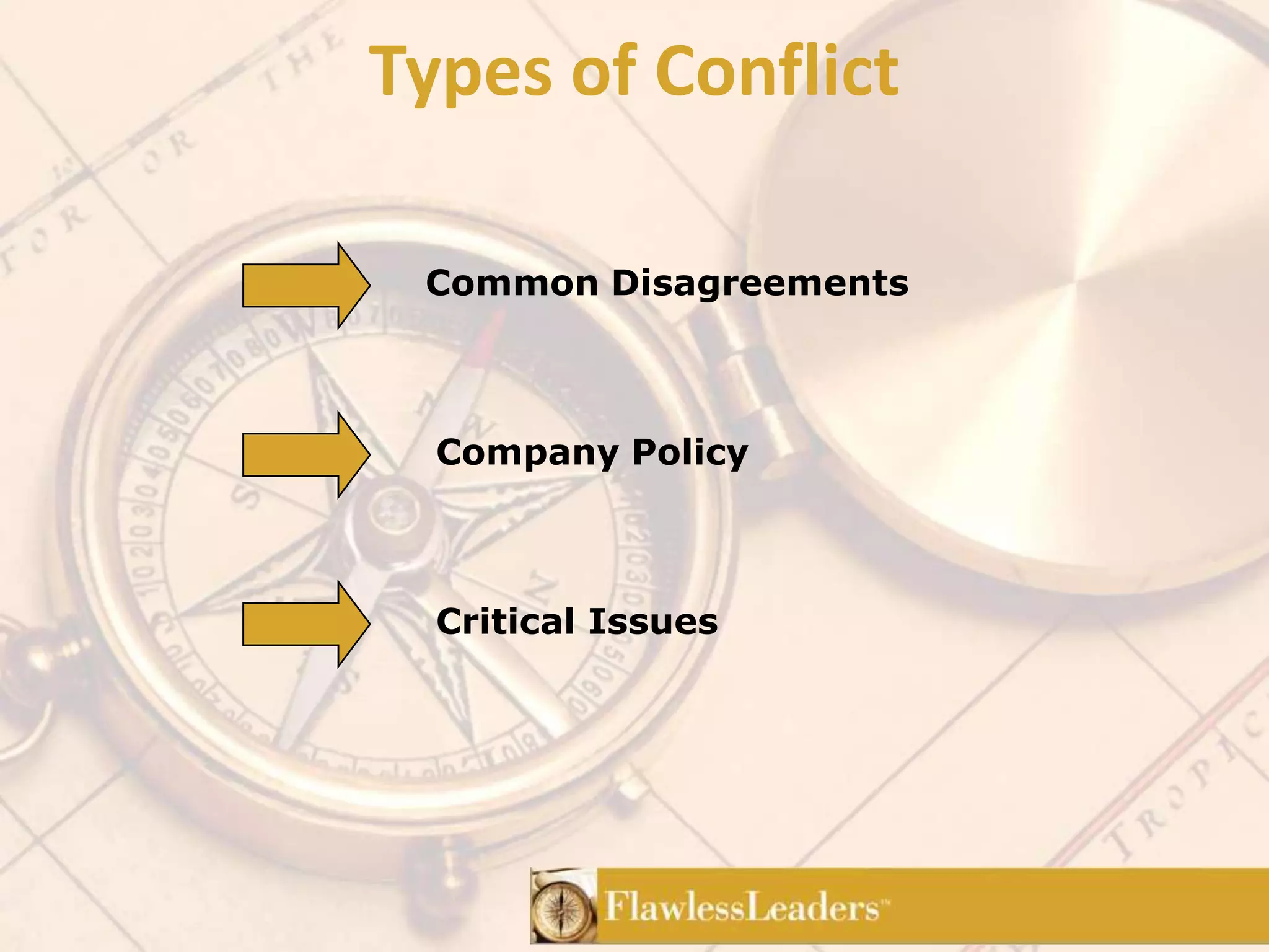 Types of ConflictCommon DisagreementsCompany PolicyCritical Issues