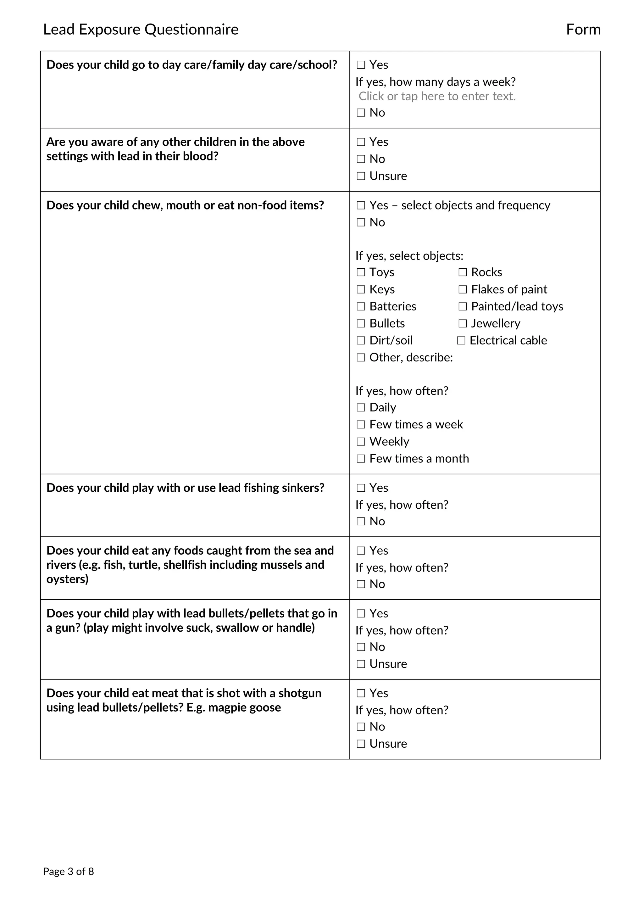 lead-exposure-questionnaire-form.pdf from WHO | PDF