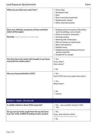 lead-exposure-questionnaire-form.pdf from WHO | PDF